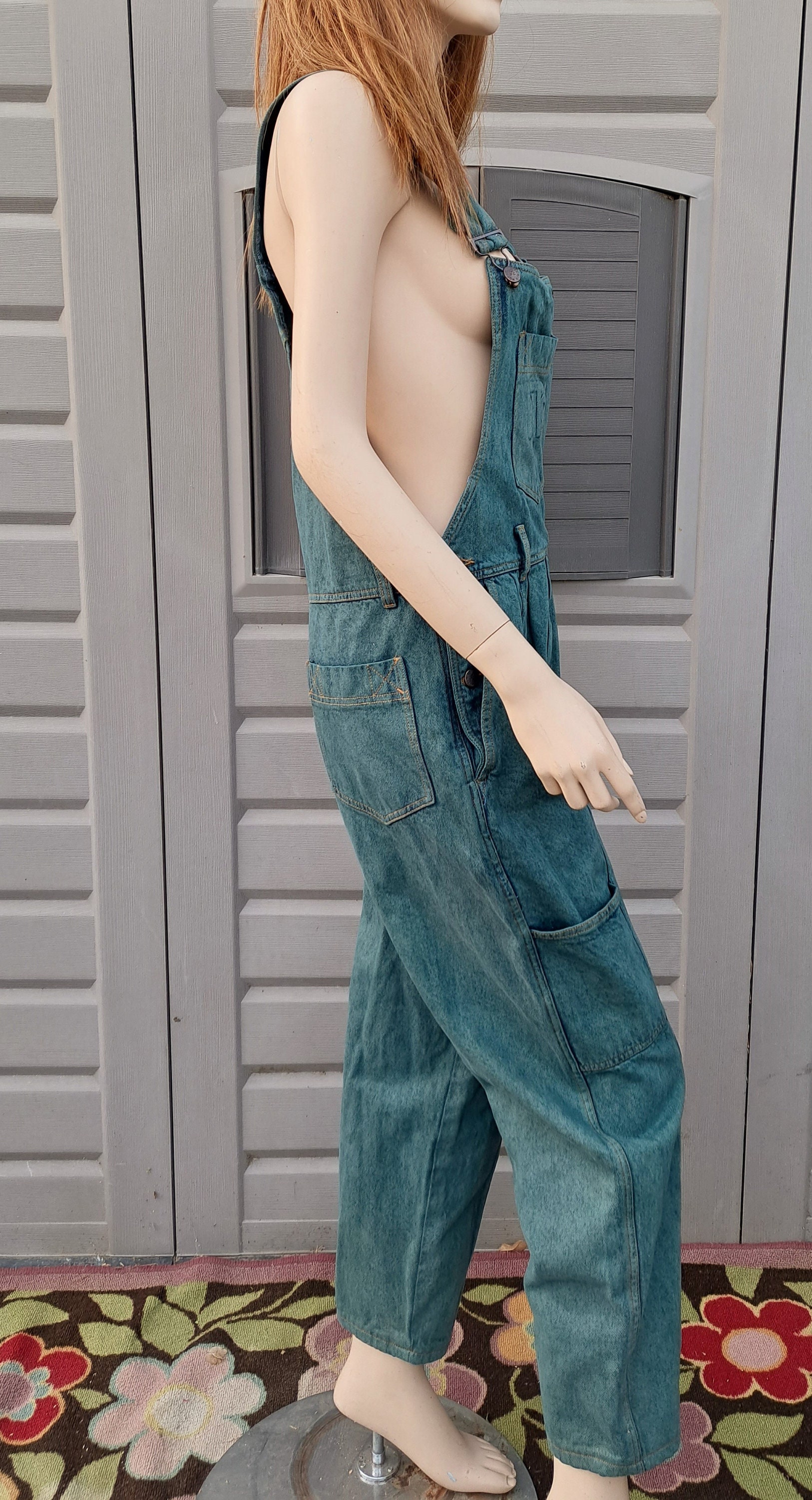 Vintage 80s Denim Dark Green Overalls Size Small- Medium - Etsy