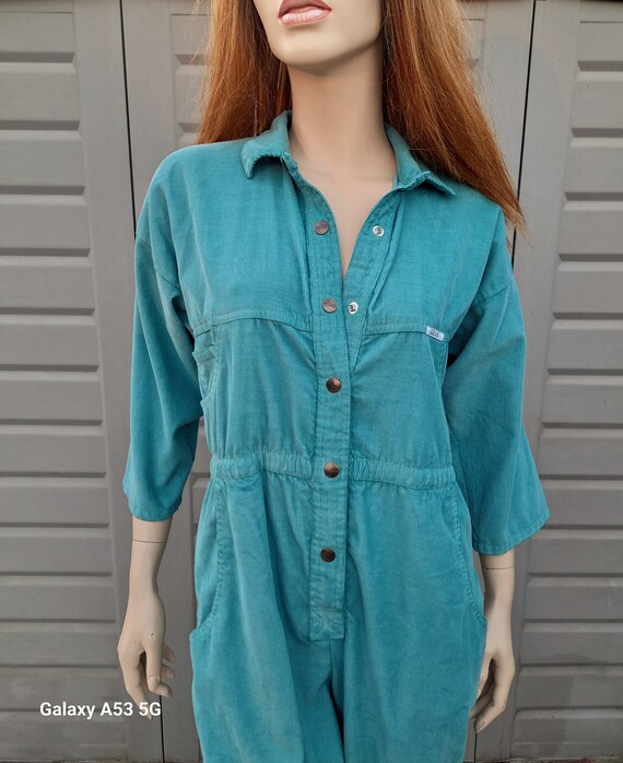 Super cute IDEAS pin corduroy Jumpsuit hand dyed … - image 3