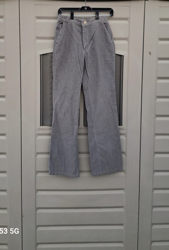 70's Sears grey Corduroy Pants Jeans Flare hems  v