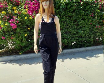 Vintage 80's  Black  denim  Overalls  Sz Small