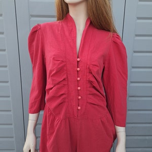 Vintage red cotton Jumpsuit Vintage 80&#39;s Sz  Medium