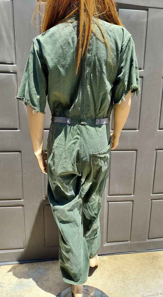 USA Green Coveralls Jumpsuit  Vintage 70's  fligh… - image 5