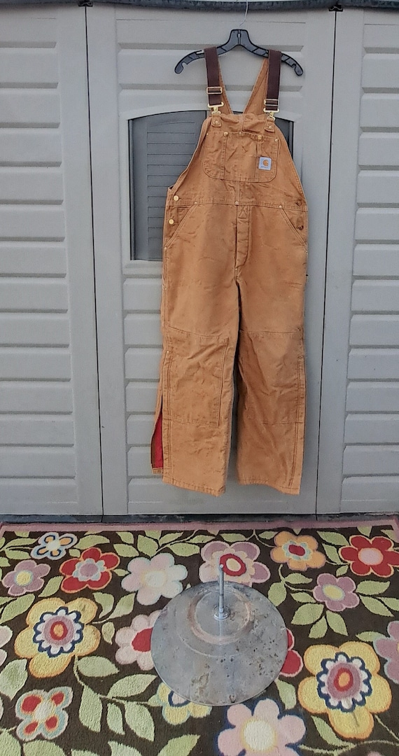 Vintage 80 s Lined Carhartt Double Knee Insulated Overalls 39 in Waist X 28 Inch Inseam Etsy Canada
