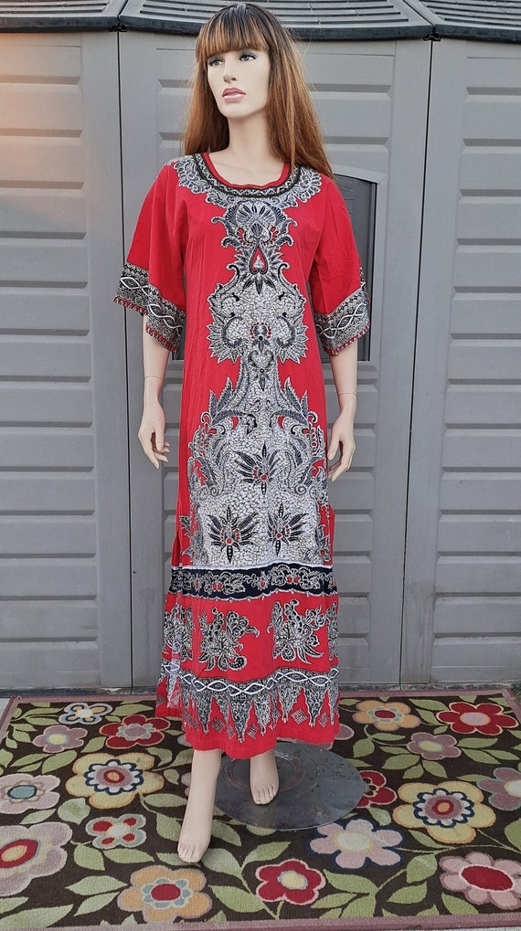 Vintage 70s bell sleeve  Dashiki maxi dress