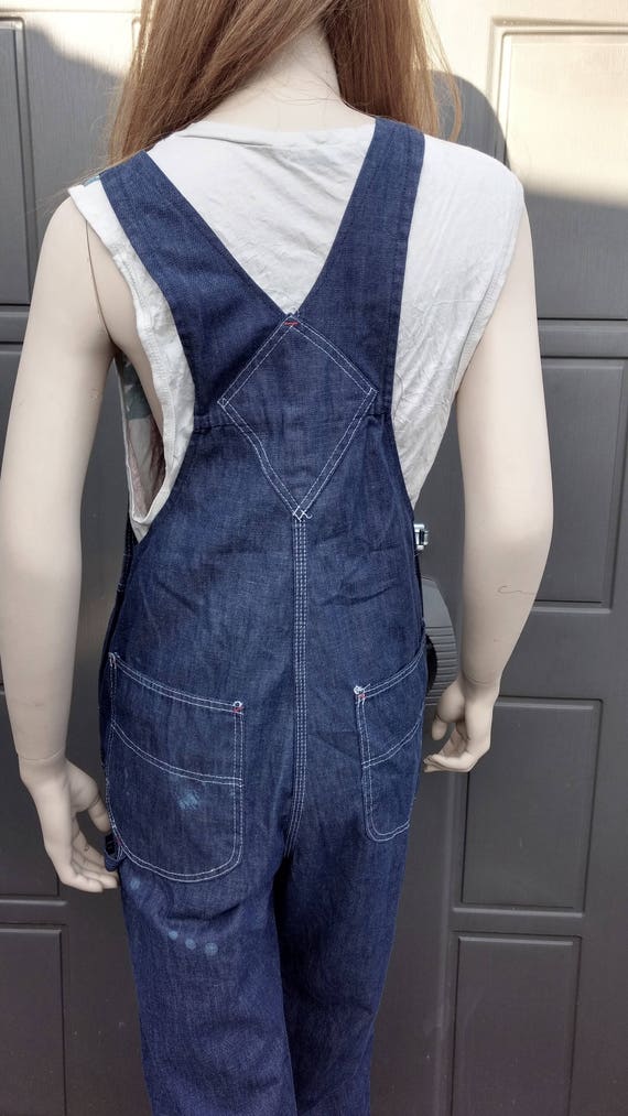 Vintage 60's  soft  dark blue denim  Overalls up … - image 2