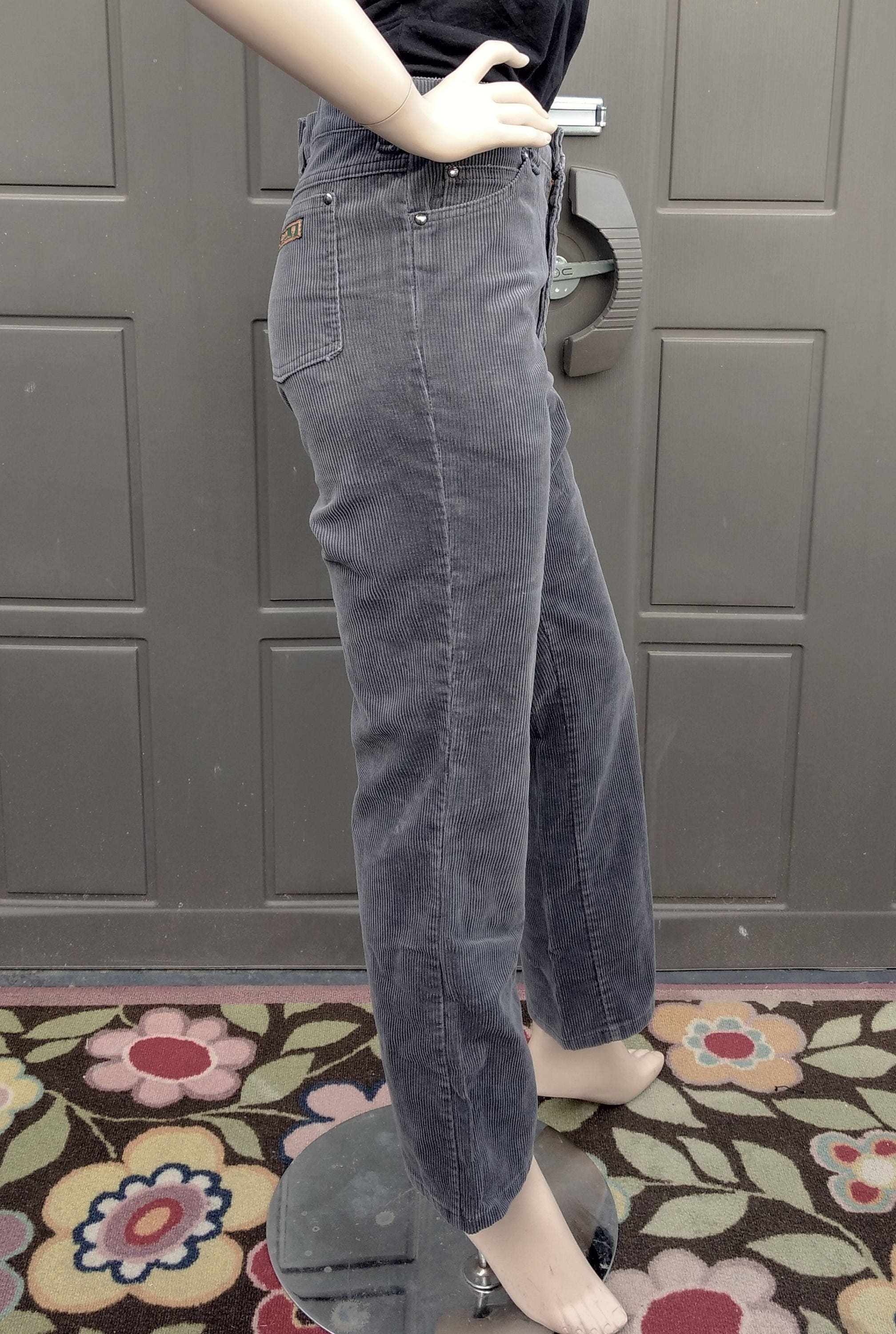 Gray High Waisted Corduroy Pants Jeans Vintage 70's Waist 29 Gray High Waisted Corduroy Pants Jeans Vintage 70's Waist 29