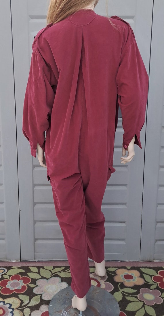 Vintage 80s Wine color Pin corduroy Jumpsuit Vint… - image 7