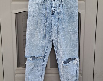 Vtg 80s High Waisted Acid Washed Denim Jeans Vintage 80's Waist