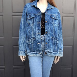 Acid washed  Denim Jacket  Vintage 80&#39;s Sz Womens Large