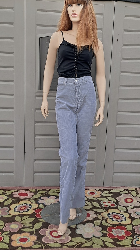 Vtg 70's Britannia Grey Pin corduroy pants  High … - image 1