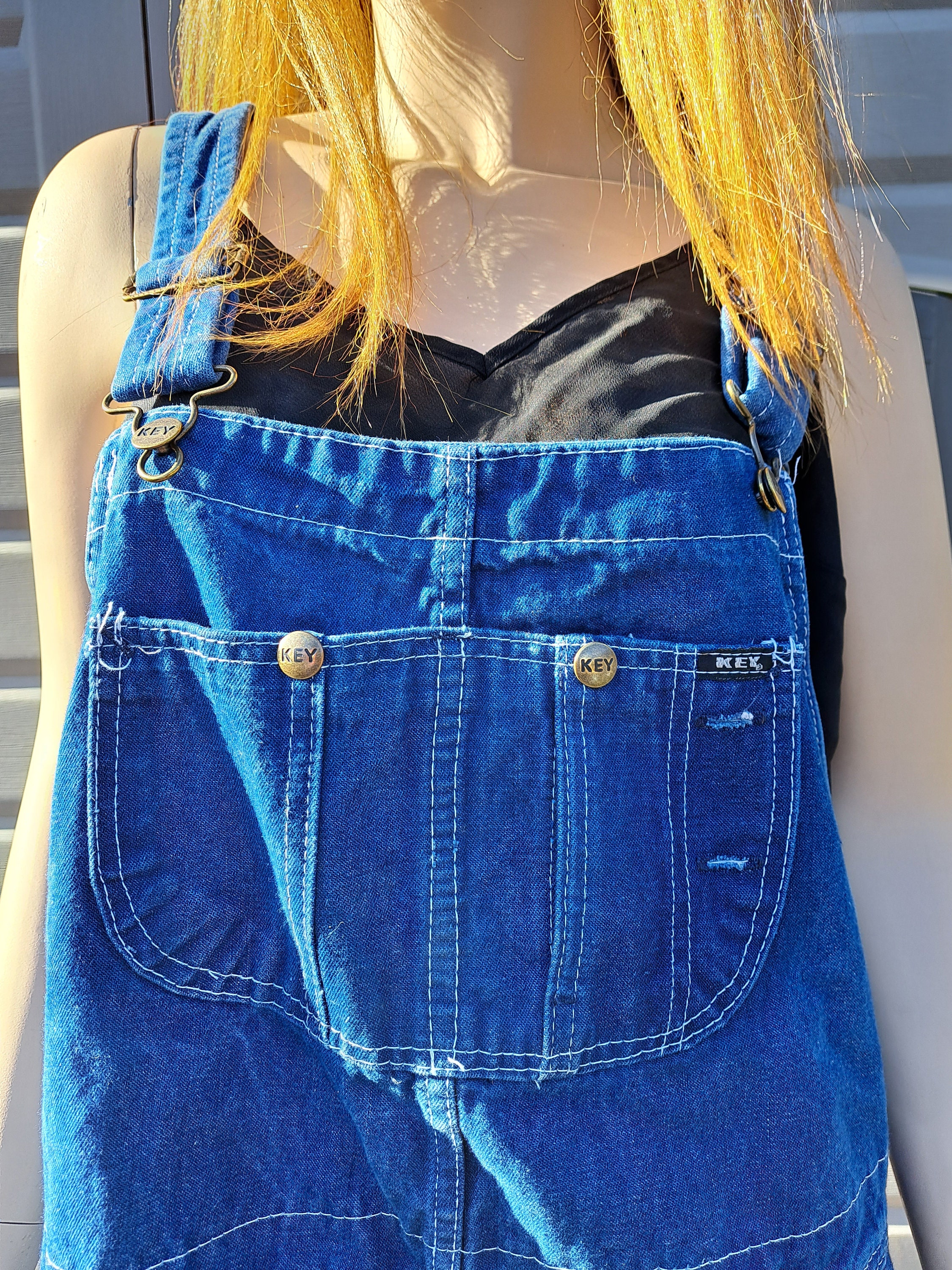 Vintage Key Imperial Dark Blue Denim Overalls Sz Large to XL - Etsy