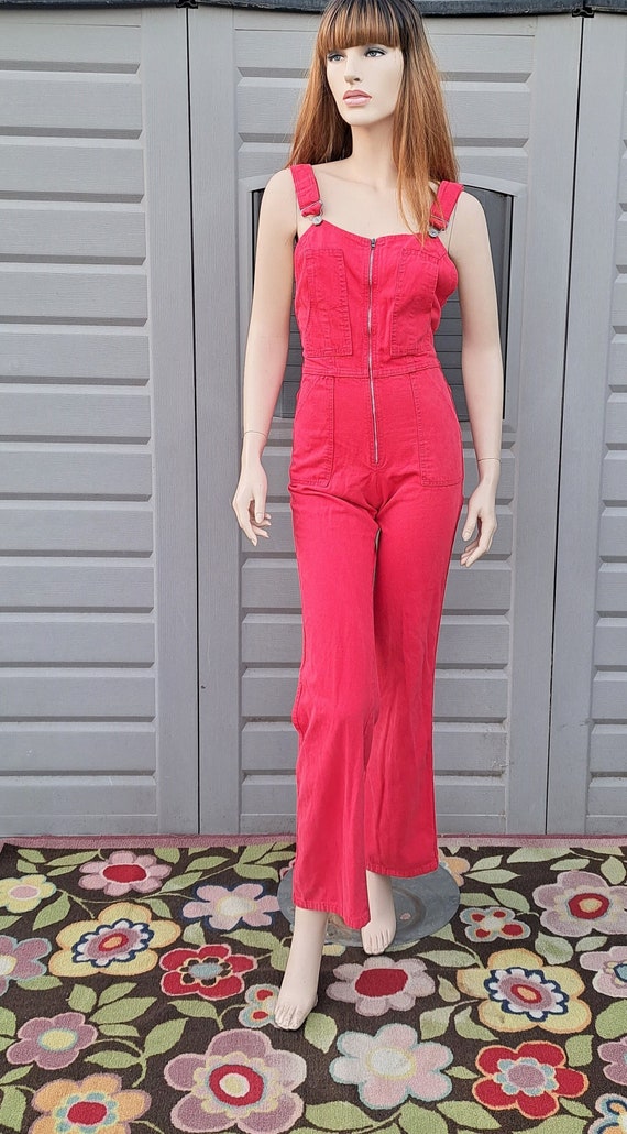 Pink bell shop bottom jumpsuit