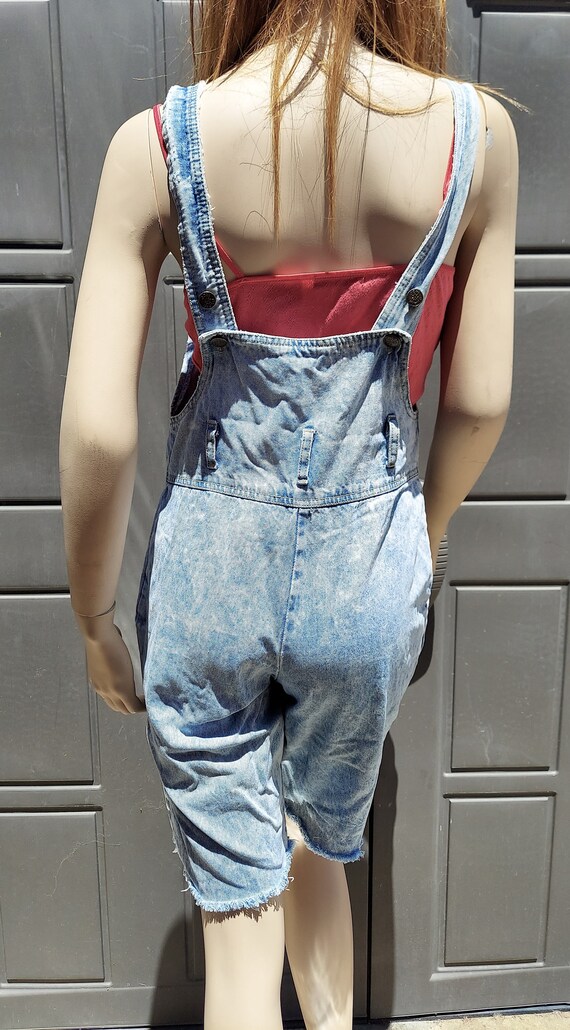 Vintage Acid washed denim cut off jumper Shortall… - image 6