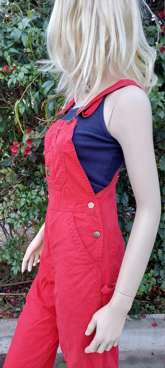 ★DeeCeeワシントンディーシーusa製カラーオーバーオール赤 Vintage 70s Washington Dee Cee Red Cotton Overalls Sz X