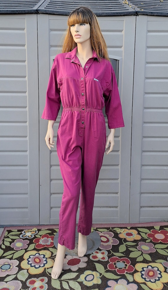 80's IDEAS  Maroon cotton Jumpsuit jumper  Vintage