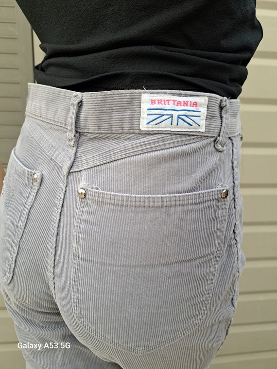 Vtg 70's Britannia Grey Pin corduroy pants  High … - image 8