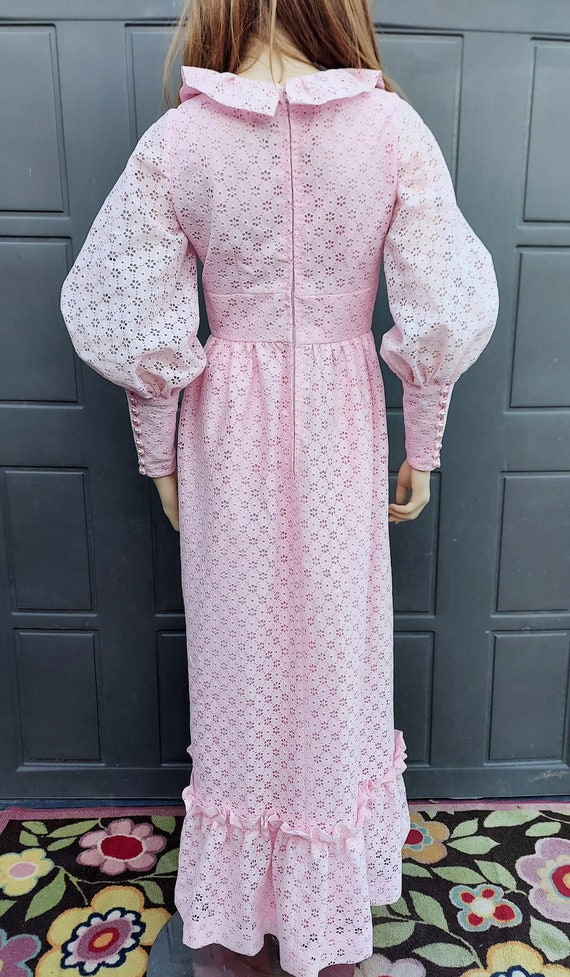 Vintage Pink Maxi dress ballon sleeves poet sleev… - image 7