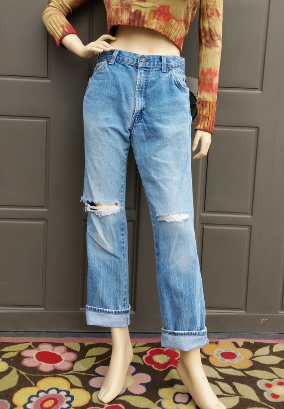 Levis  Distressed Denim Jeans vintage 80's Waist 3