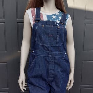 Vintage 60's  soft  dark blue denim  Overalls up to 34 inch waist