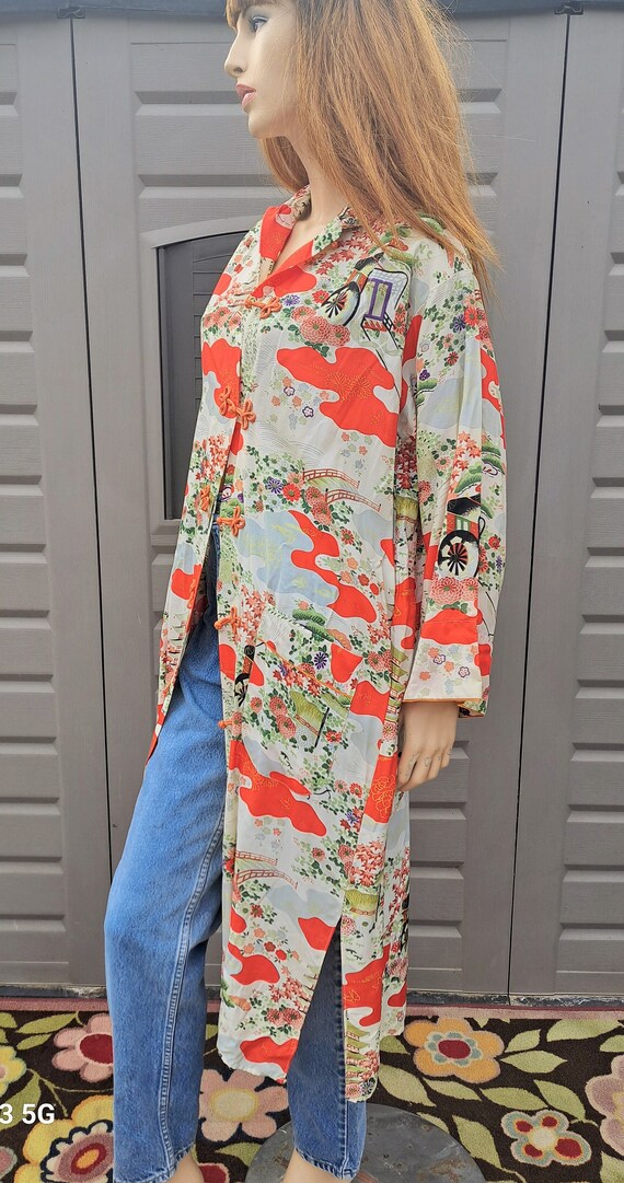 Vtg 60's 70's adorable  oriental kimono robe coat… - image 5