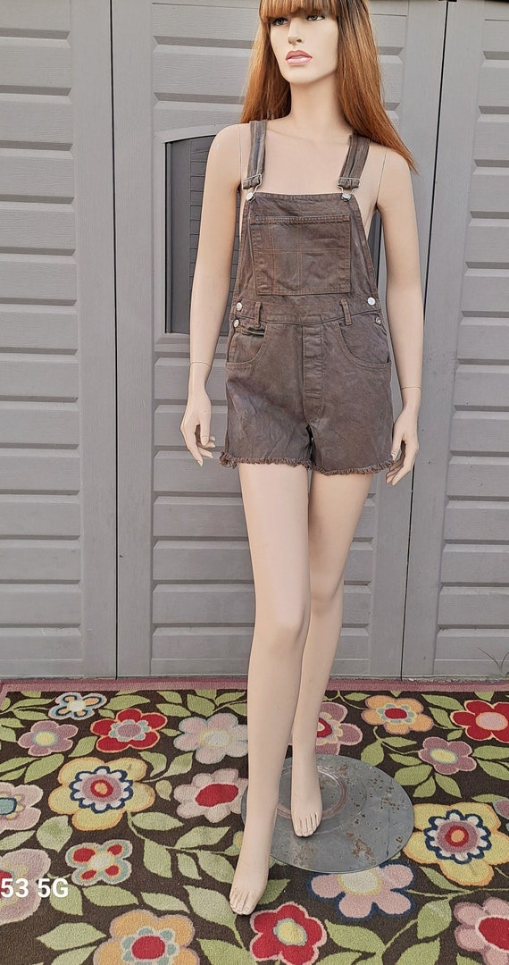 Brown hand dyed  brown  shortalls Overalls Size Sm