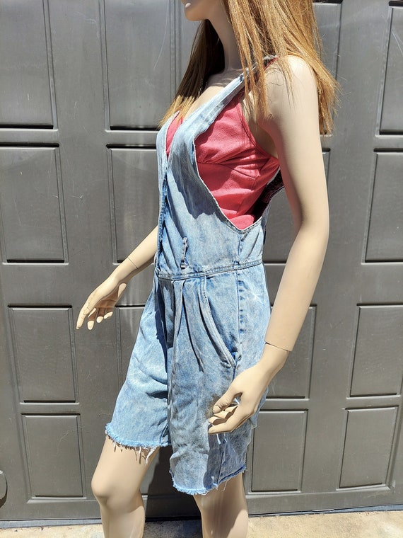 Vintage Acid washed denim cut off jumper Shortall… - image 8