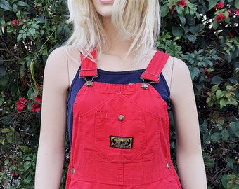 Vintage 70s Washington Dee Cee Red Cotton Overalls Sz X