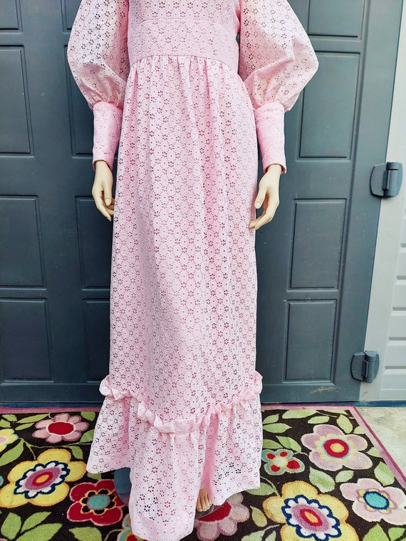 Vintage Pink Maxi dress ballon sleeves poet sleev… - image 2