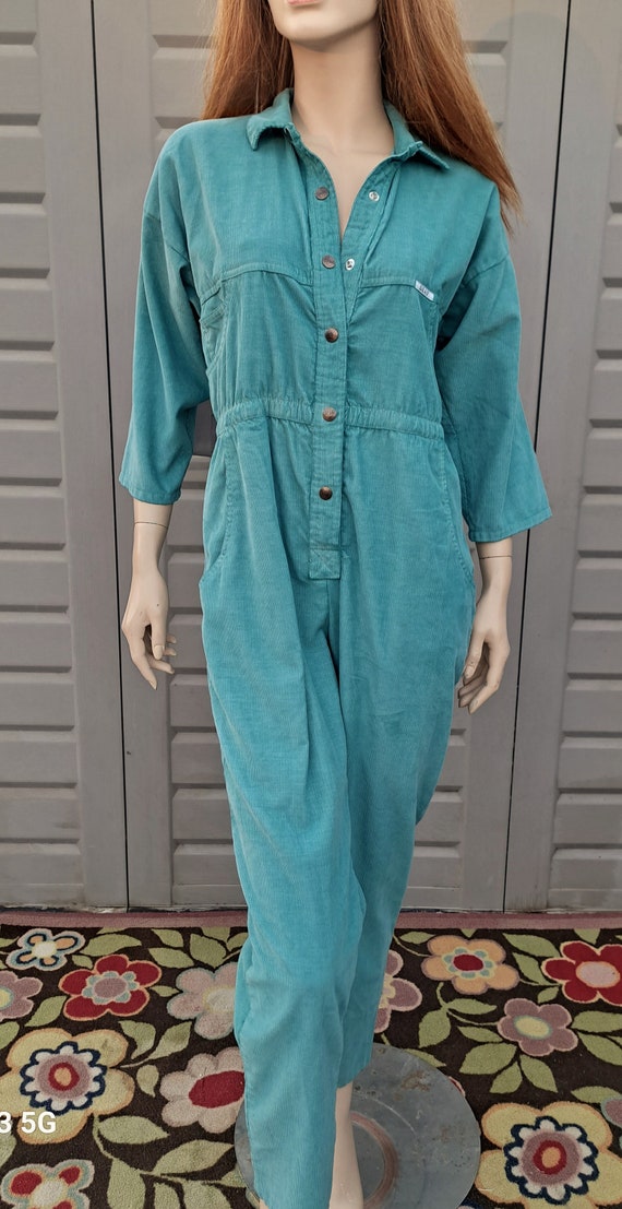 Super cute IDEAS pin corduroy Jumpsuit hand dyed … - image 2