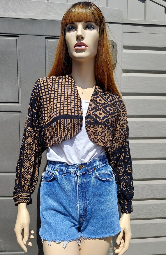 Super cute Black & brown  Cropped shirt top jacket