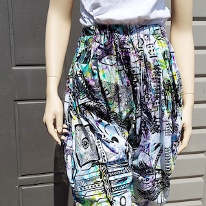 Vintage 80&#39;s Cute Batik Tie Dye Cotton knit Harem Pants Hammer time slouchy pants Sz Small--Medium