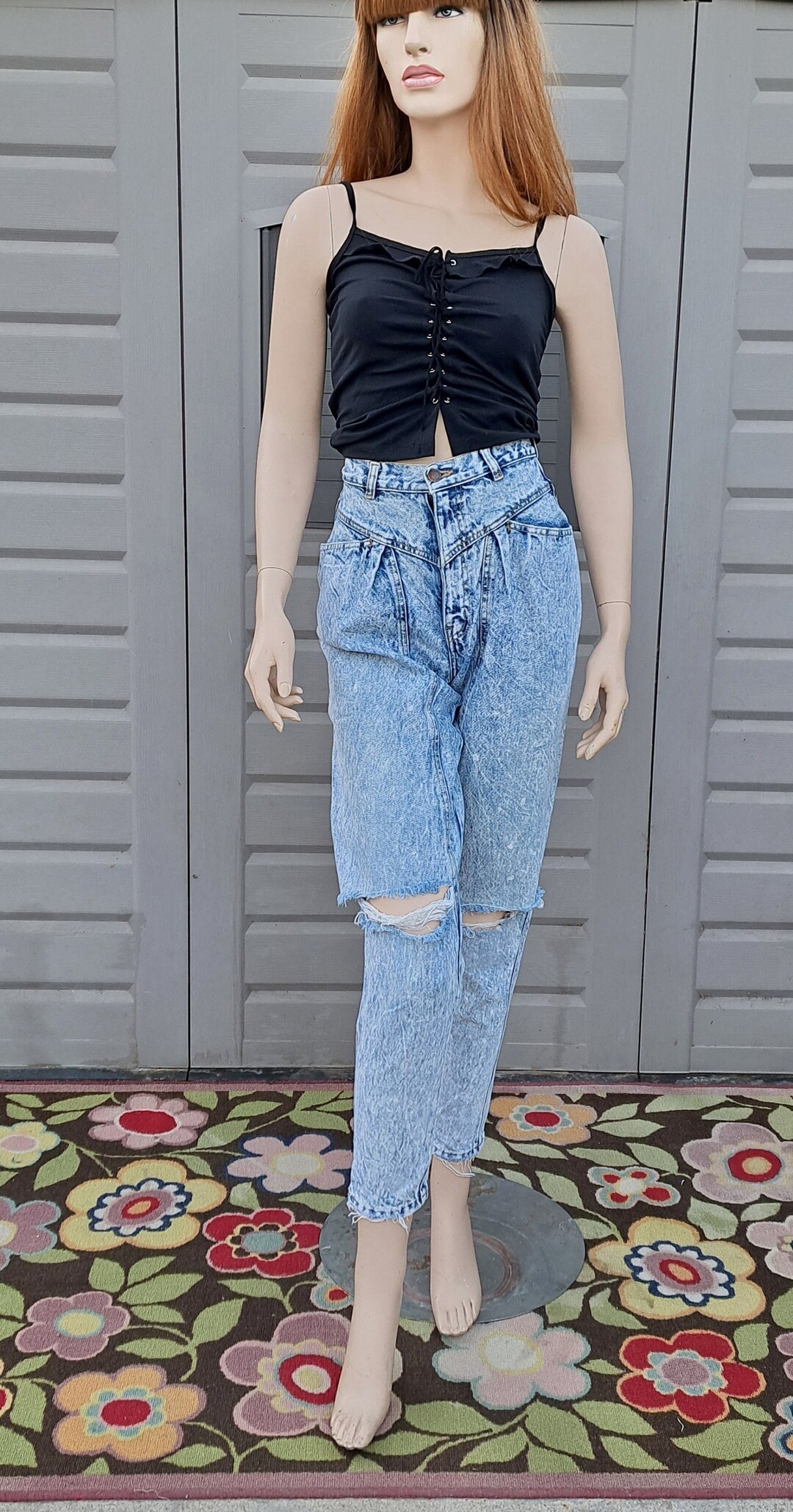 Vtg 80s High Waisted Acid Washed Denim Jeans Vintage 80's Waist