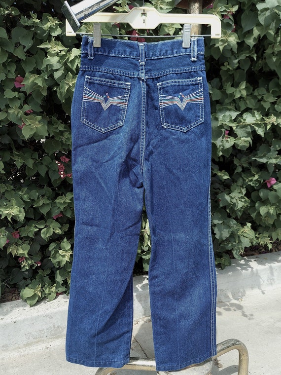 Kids 70's Vintage SANROY denim jeans embroidered  