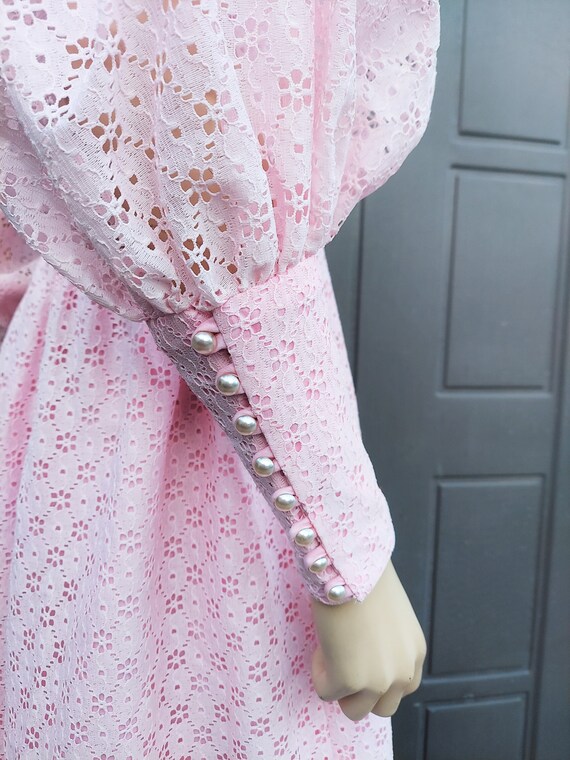 Vintage Pink Maxi dress ballon sleeves poet sleev… - image 6