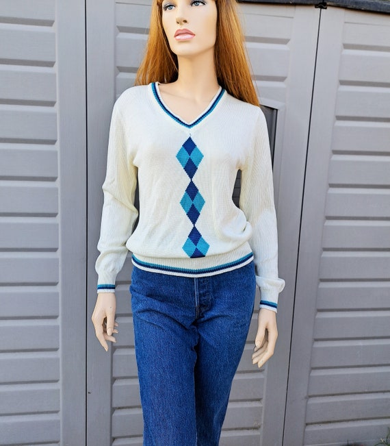 Vintage 70's soft acrylic argyle sweater
