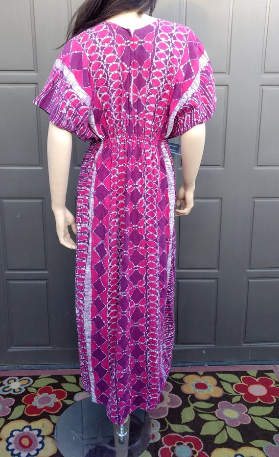 Vintage 70's Cotton Maxi caftan  dress BOHO  Sz S… - image 6