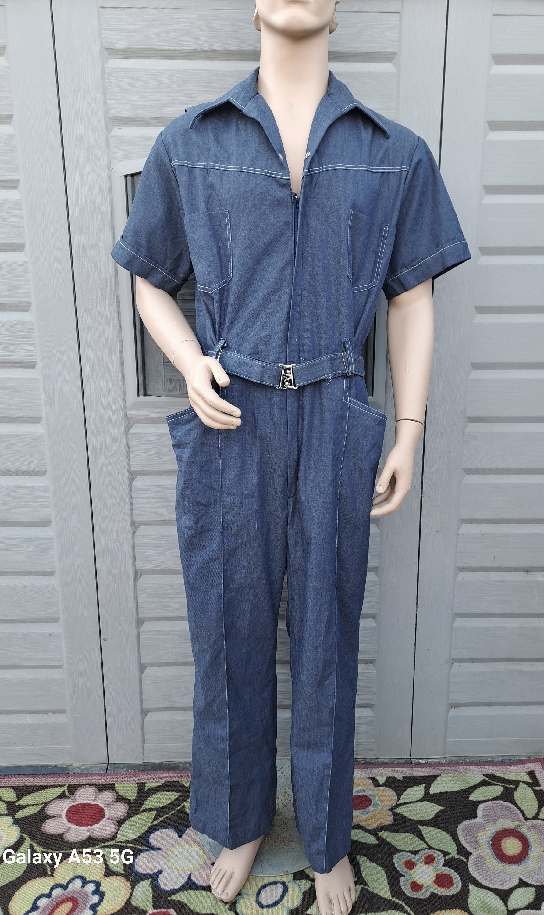 Vintage 60s Walls Mens Leisure Jumpsuit Coveralls Dark Blue Vintage 60s Walls Mens Leisure Jumpsuit Coveralls Dark Blue