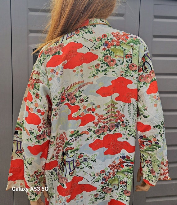 Vtg 60's 70's adorable  oriental kimono robe coat… - image 7