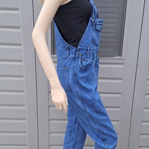 Unique chest straps Vintage 80s blue denim Overalls Size Small image 2