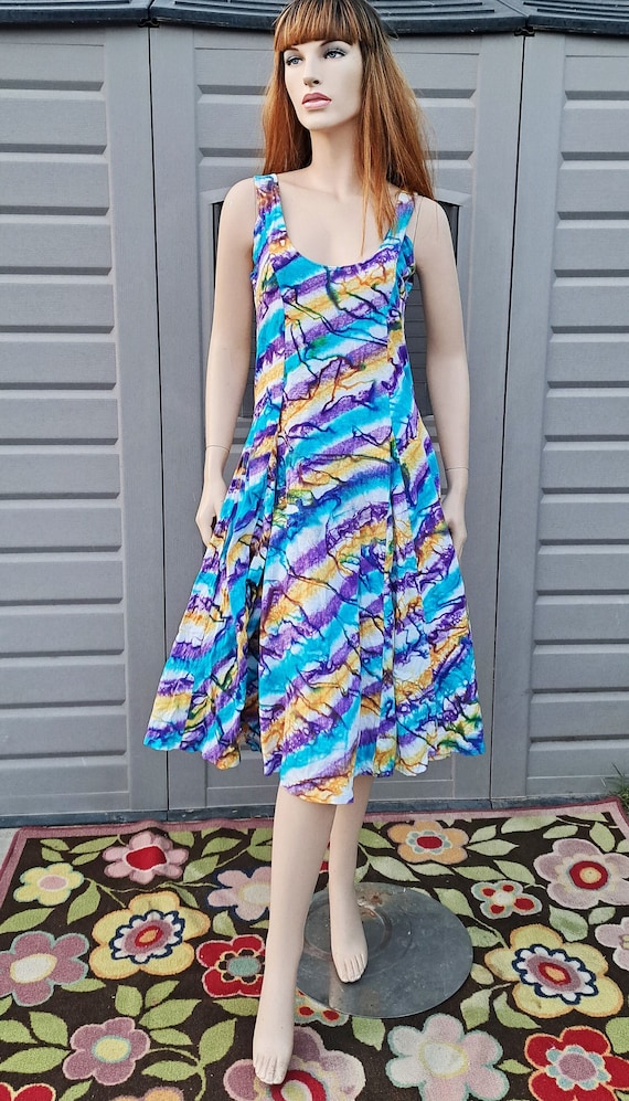 Vtg Tie dye tank top knit dress Vintage 80's