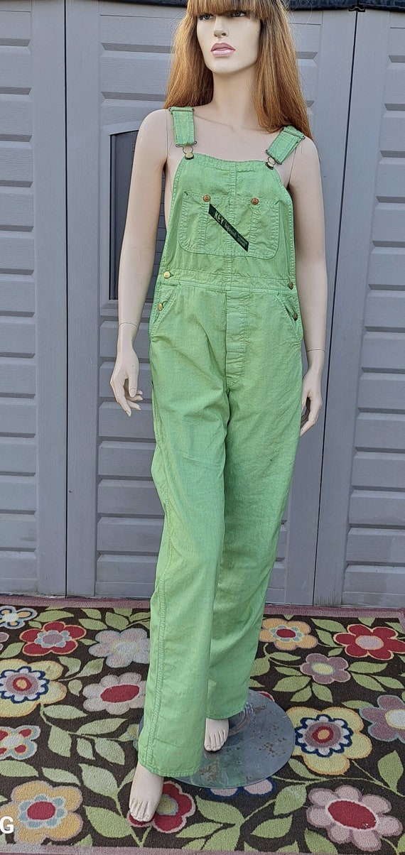 Vintage Key Imperial Green Denim Overalls Hand Dyed - Etsy
