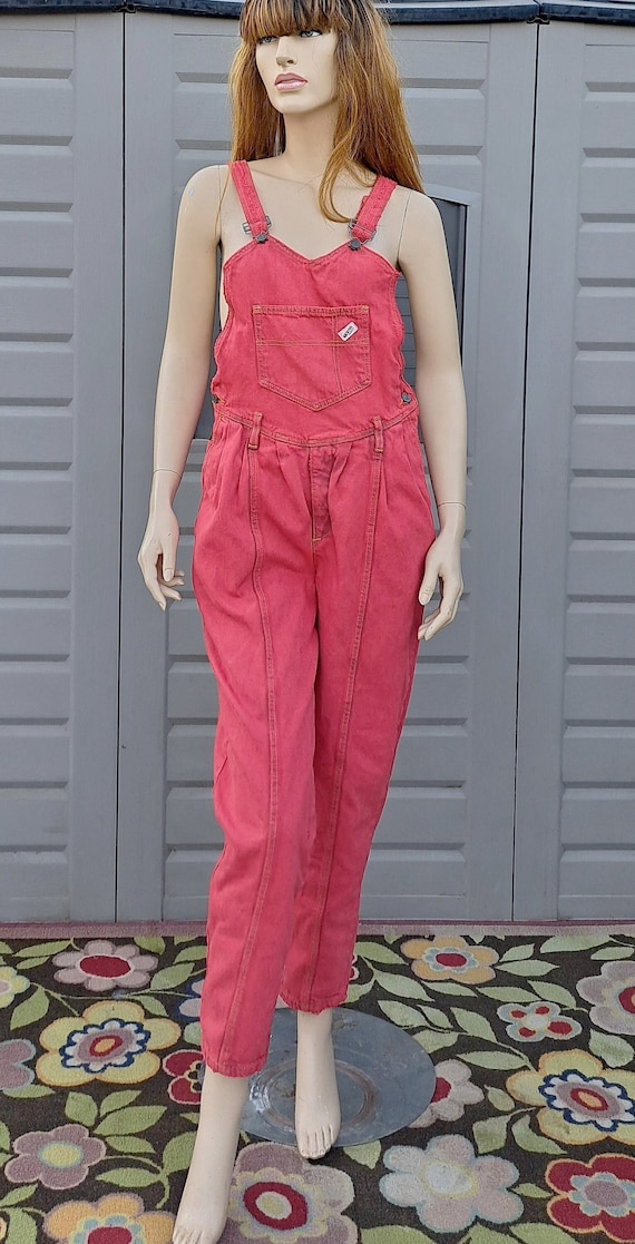 Vintage 80s  Guess  denim  Red Overalls Size Mediu