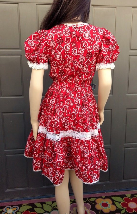 Vintage 50's/60's Sweetest Red Bandana Print circ… - image 7