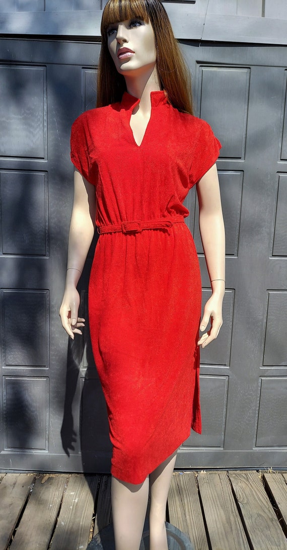 Vintage 70's red terry cloth  dress Act 1  Vintage