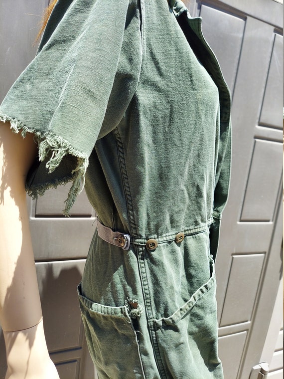 USA Green Coveralls Jumpsuit  Vintage 70's  fligh… - image 4