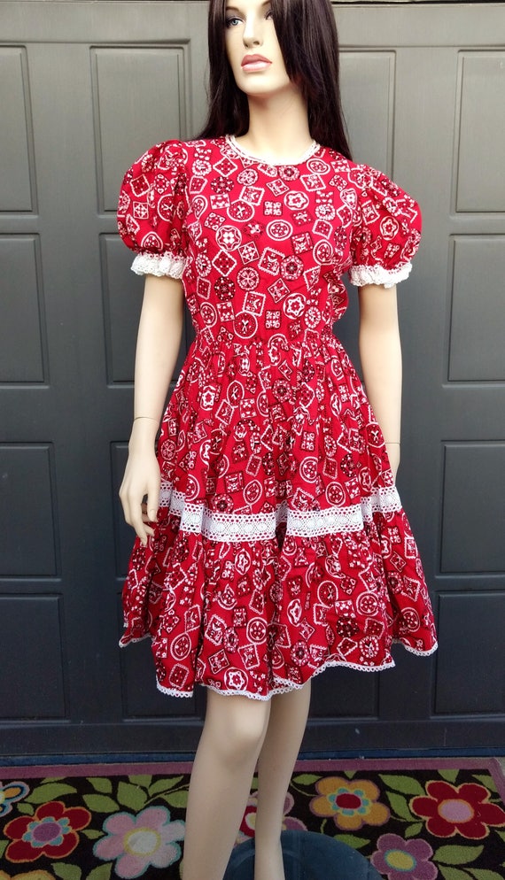 Vintage 50's/60's Sweetest Red Bandana Print circ… - image 2