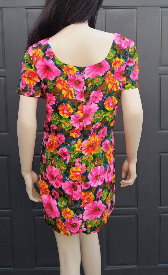 Vintage 60's floral print  mini dress - image 4