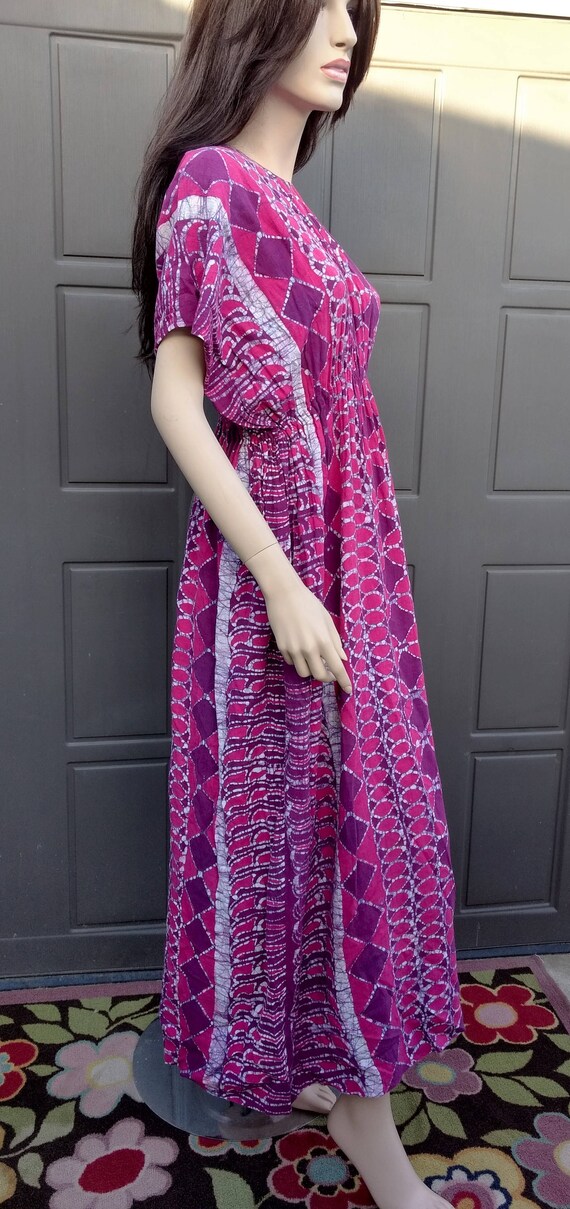 Vintage 70's Cotton Maxi caftan  dress BOHO  Sz S… - image 3