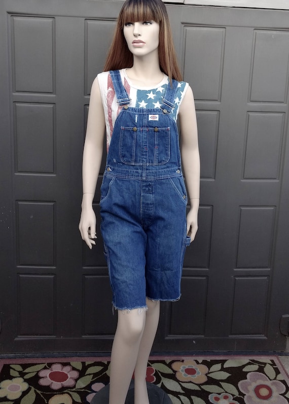 Vintage Dickies denim Shortalls Overalls Sz Small