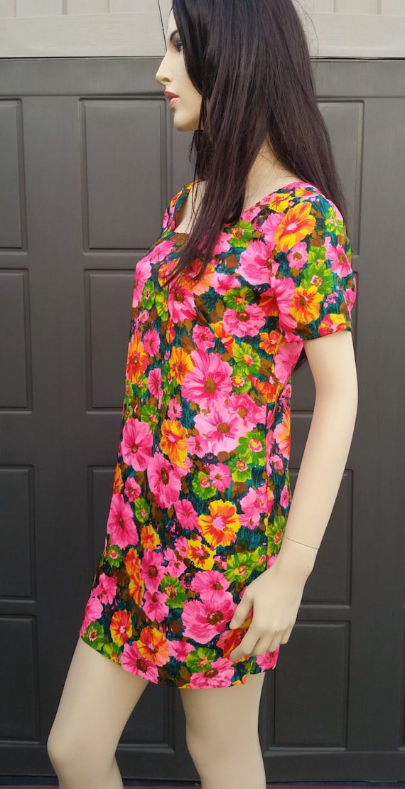 Vintage 60's floral print  mini dress - image 5